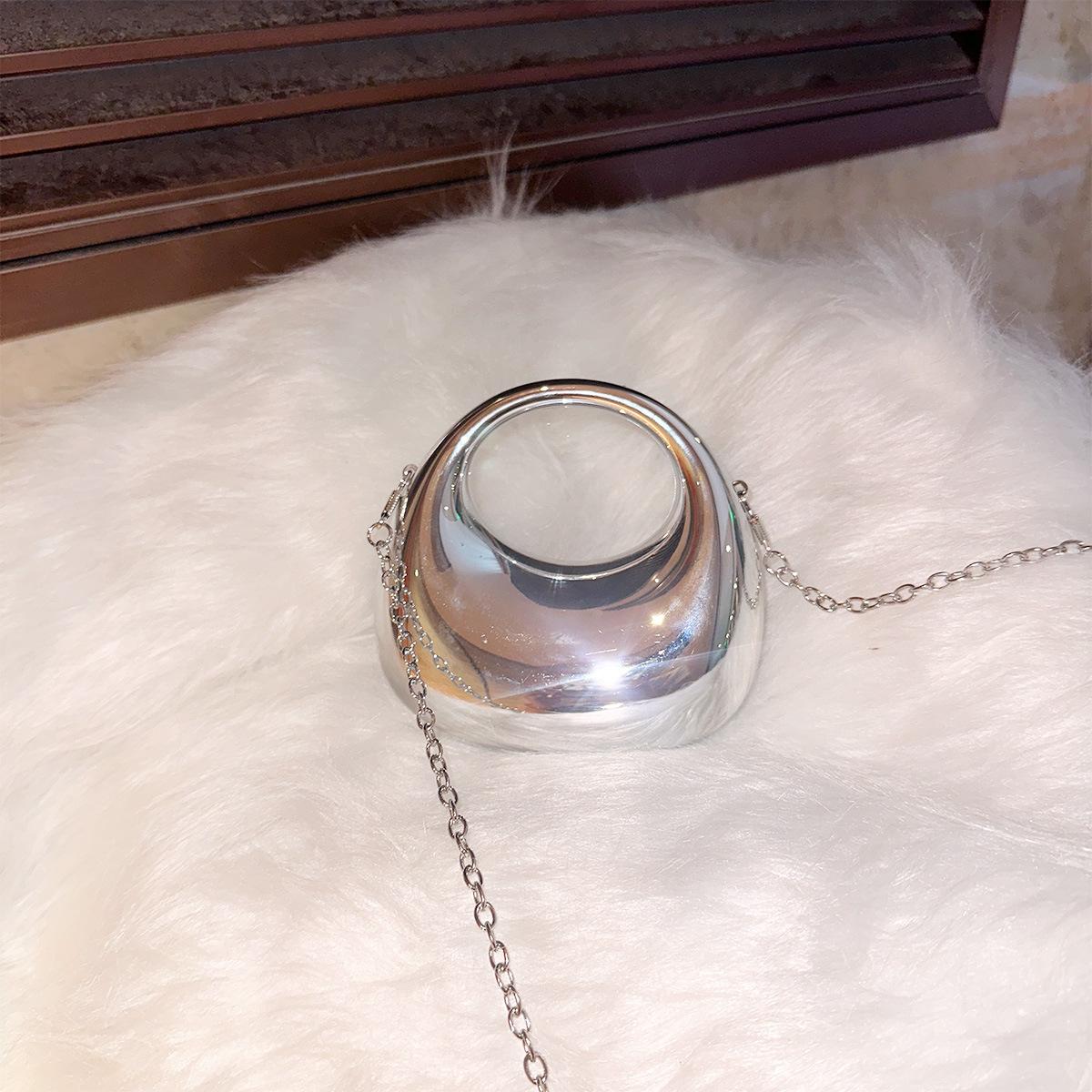 

Модная акриловая сумка-клатч женская, индивидуальная, глянцевая, модная, металлическая, сумка-мессенджер через плечо серебряный