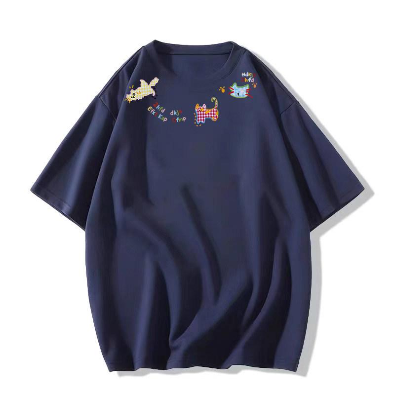 Women's Plus Size Retro Cartoon Short Sleeve T-shirt - American Summer Loose Fit, Petite Design Top