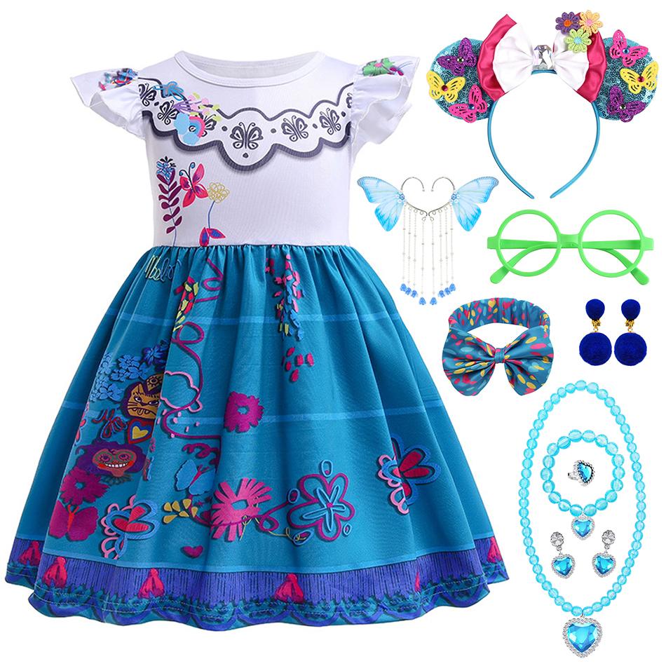 Mirabel Isabela Cosplay Princess Dress Kids Encanto Charm Costume Girls Halloween Children's Day Birthday Party Holiday Clothes