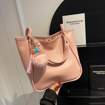 Large Capacity Pink Bag Women's New Versatile Fashion Commuter Bag Casual Simple Shoulder Bag Tote Bag