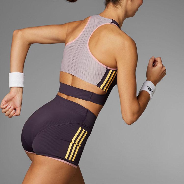 Adidas Crop Top Running Adizero Cu dungi Logo Imprimat Femei Topuri Negru Mov IN1185