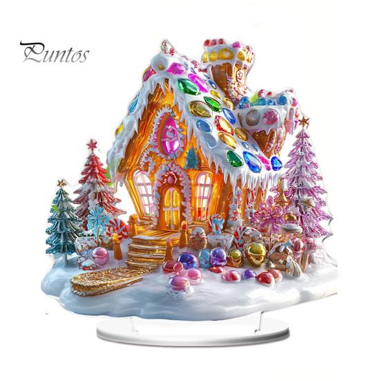 Double Sided Acrylic Ornaments Christmas Theme 2D Ornament, Double-sided Holiday Decoration, Festive Room Decor Stable Base Religious Ornament