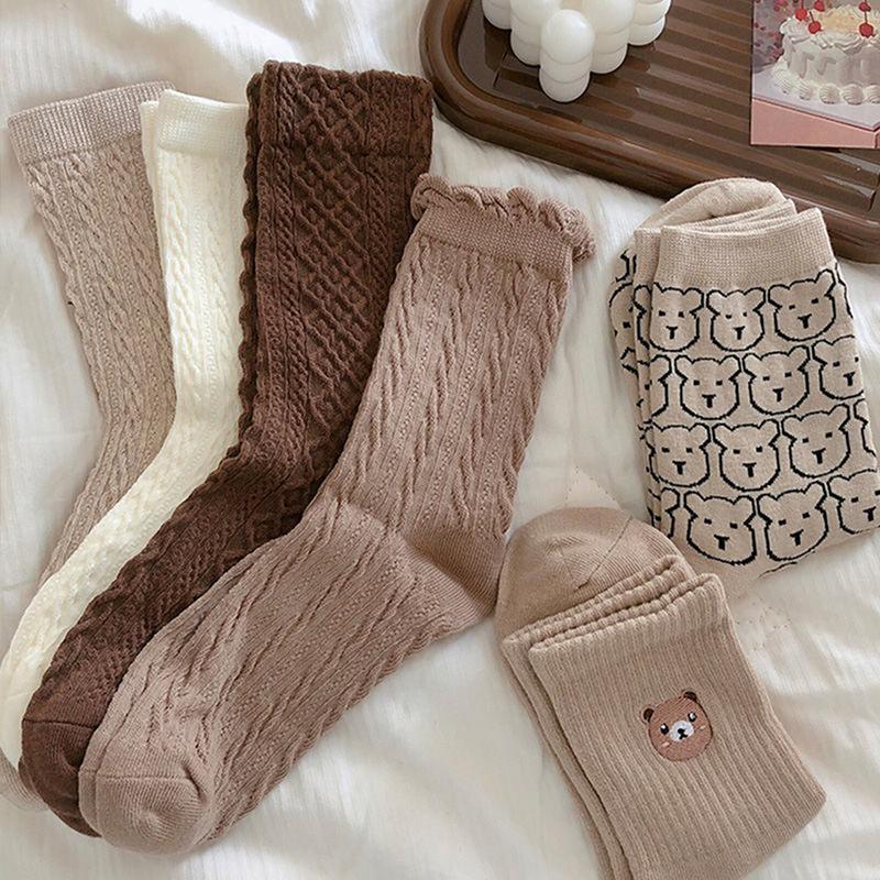 1pair Cartoon Cute Socks Animal Print Bear Sport Socks Women Cotton