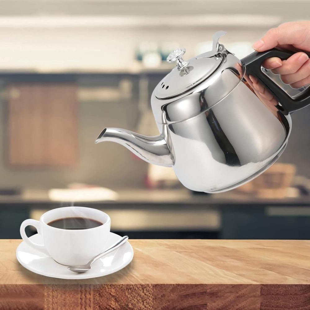1.2L/1.5L Stainless Steel Teapot Coffee Pot Practical Modern Design Hot Water Teaware With Fine Filter To Brew Loose Leaf Tea