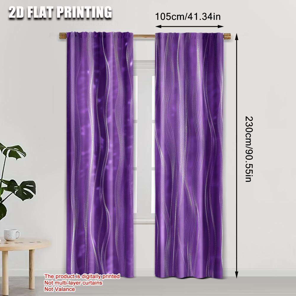2pcs, plane printing Curtains Roller Blinds Silvery Wave Line 100% Polyester (without rod) Decorations Inside Use for Living