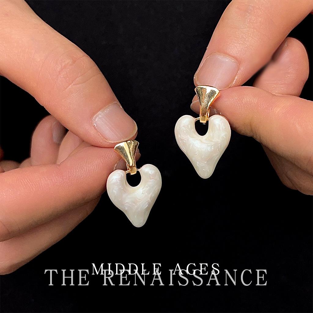 Средневековые эмалевые серьги-капли с глазурью, в придворном стиле, нежные ретро-серьги с эффектом размытости кремовый