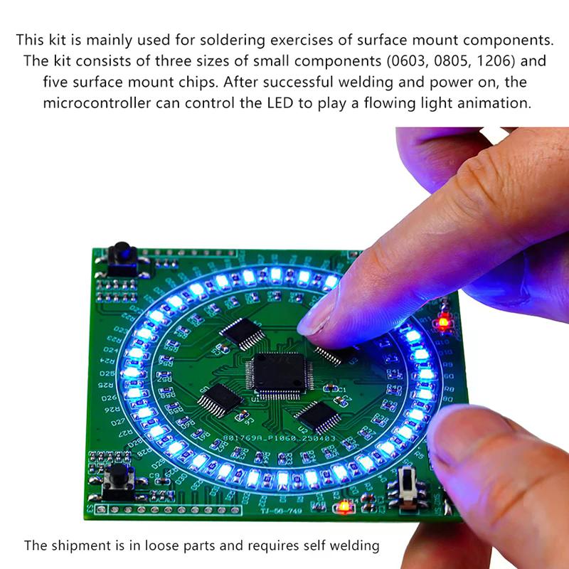 LQFP64 Löt-DIY-Kit 5V Blinklicht SMD-Lötübungsplatine Kit Typ-C-Schnittstelle Für Lötunterricht