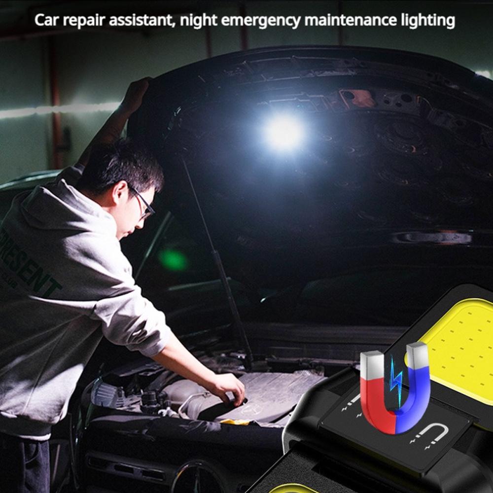 Double Sided COB Flashlight USB Rechargeable Keychain Light Torch Work Light Multifunctional 90° Rotation Camping Repair Lantern