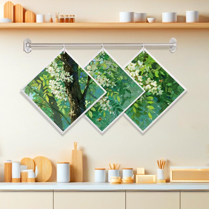 

6PCS Cleaning Dishcloths Reusable Kitchen Dish Towels Green Leaves Tree Pattern Dishcloth Absorbent Lint Free Cloth Washable Duster Rags Tea Towels J137B-3PCS
