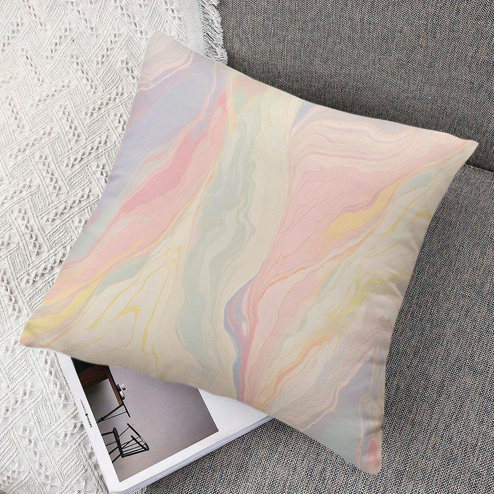 Pastel Marble Square Jacquard Pillow Cover for Sofa Office Waist Cushion Cover Home Decorative Pillowcase