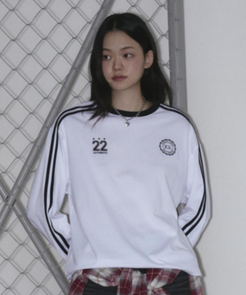 THE GREEN LAB Soccer Football Color Block Long Sleeve T-Shirt [White]