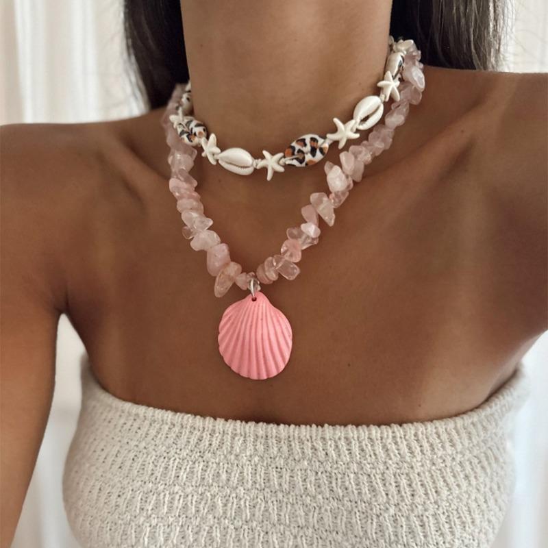 Bohemian natural gravel necklace simple fashion sea shell pendant jewelry necklace women