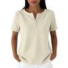 V Neck T Shirt Women Short Sleeve Casual Button Down Shirt Ladies Fashion Top