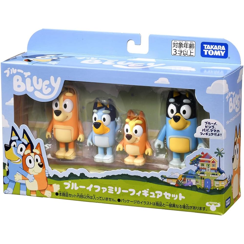 Takara Tomy Bluey Family Figure Set 4 Pieces Collectible Toy Figures