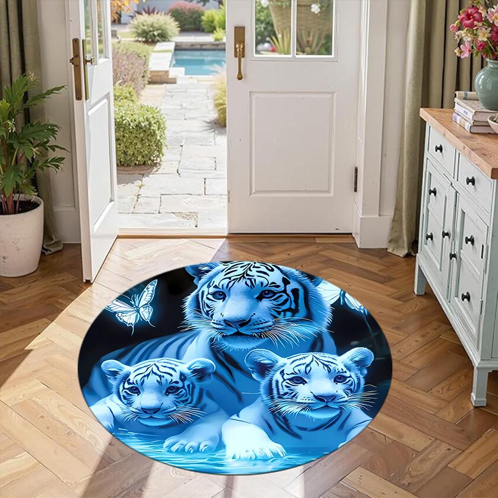 Tiger Round Carpet Design for Decorate room Outdoor Study room Balcony Antislip Round Carpet Decorate Offices Perfect Gift for Women Men