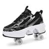 Big Four-wheel Flight Shoes One-button Shrink Runaway Shoes Boys' Pulley with Wheels Girls' Skates
