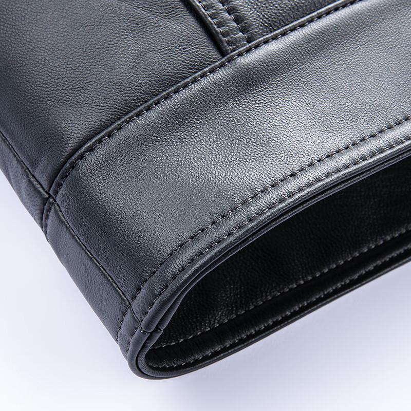 FAPAI Men's First-Layer Sheepskin Lapel Leather Jacket