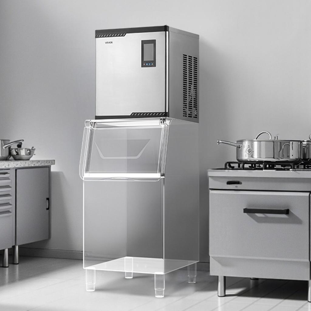 Commercial Ice Maker Machine - Head, 136 kg/Day Stainless Steel Ice Machine with Scheduled Ice-Making, Self-Cleaning, Adjustable Thickness, Ideal for