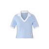 adidas Originals Women's Blue Crop Short Sleeve Polo Shirt IP3756