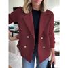 Women S Plus Size Double Breasted Long Sleeve Blazer Coat Solid Color