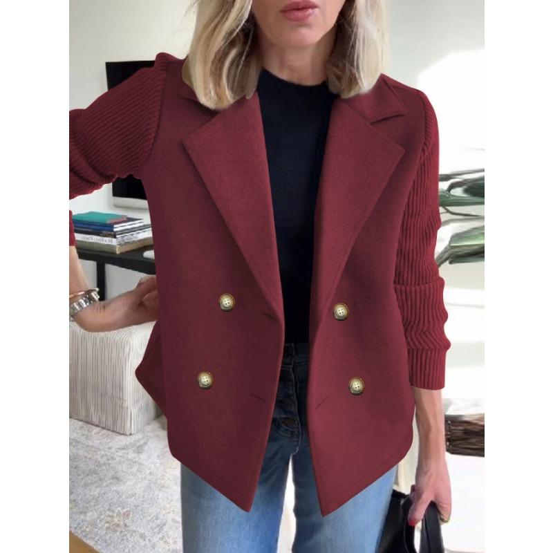 Women S Plus Size Double Breasted Long Sleeve Blazer Coat Solid Color