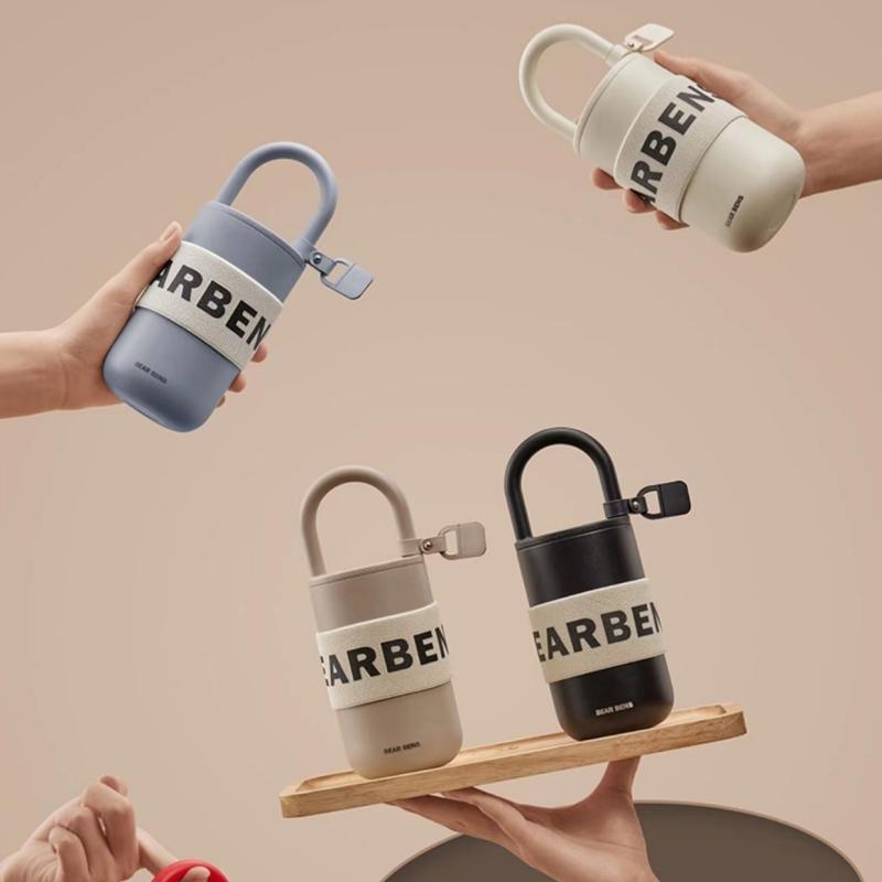 

300ml 430ml Lock Shaped Insulation Thremos Vacuum Cup Stainless Steel Slung Over Body High-capacity Travel Water Bottle Portable 300ml-430ml