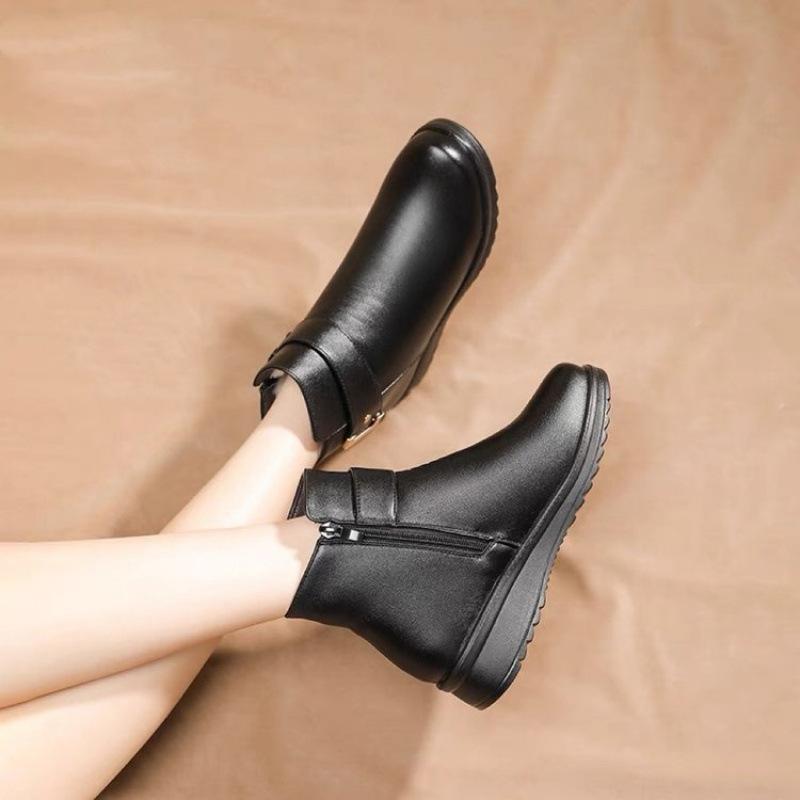 Mom velvet autumn and winter non-slip warm elderly short boots middle-aged and elderly women's shoes mother shoes cotton shoes leather shoes winter s