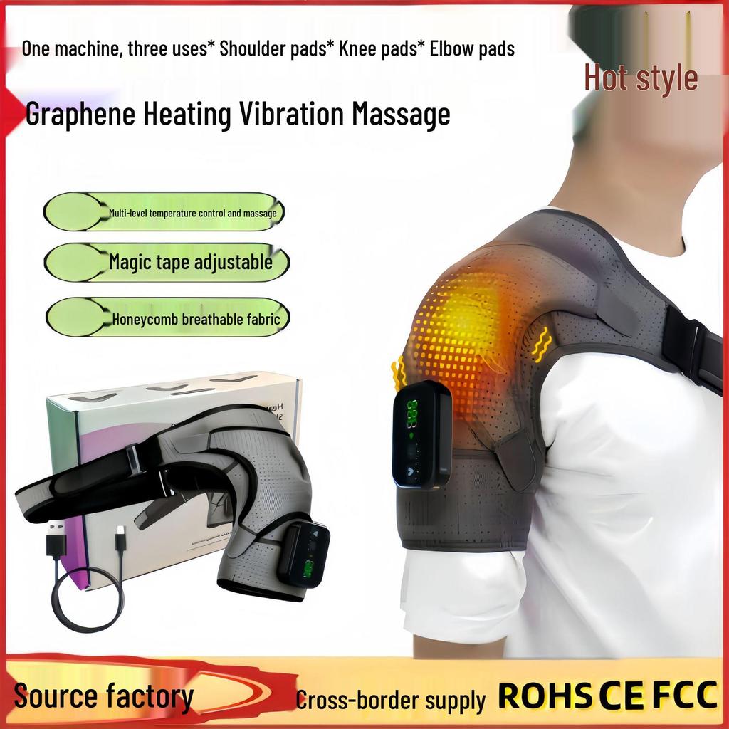 Electric Heating Massage Shoulder & Knee Pad with Adjustable Vibration and Heat Compress