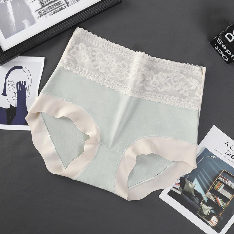 

High-Waisted Lace Modal Cotton Tummy Control Women s Briefs - Breathable, Comfortable, Color Block Patchwork L (45-55 kg)