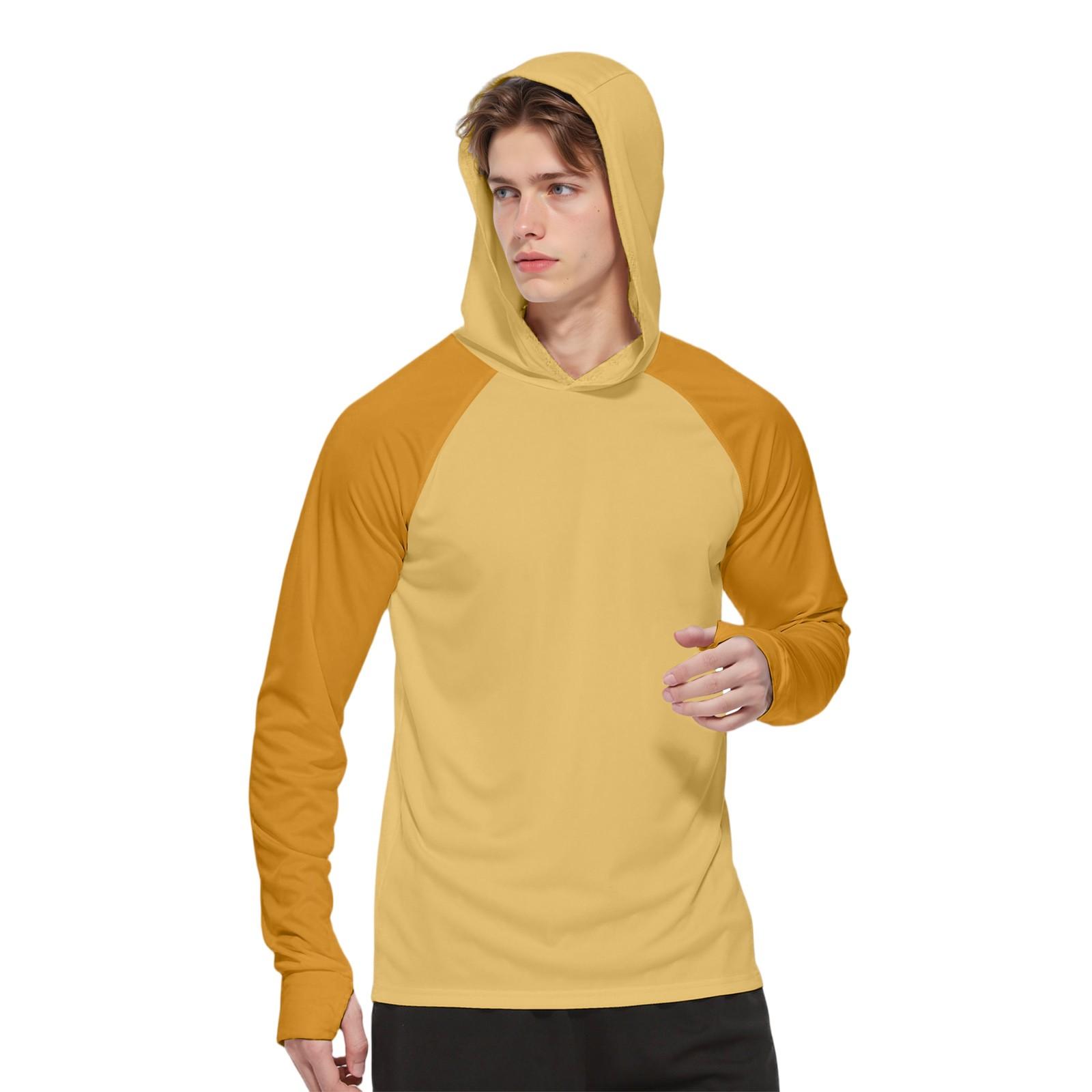 

Мужская модная рубашка с длинным рукавом с принтом и капюшоном SPF/UV XL