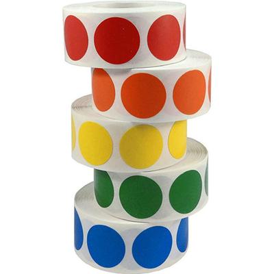 Pegatinas de papelería Chroma Label, etiquetas adhesivas de puntos con código de colores de 1 pulgada, 500/rollo, negro, blanco, verde, azul, naranja, rojo, rosa, amarillo