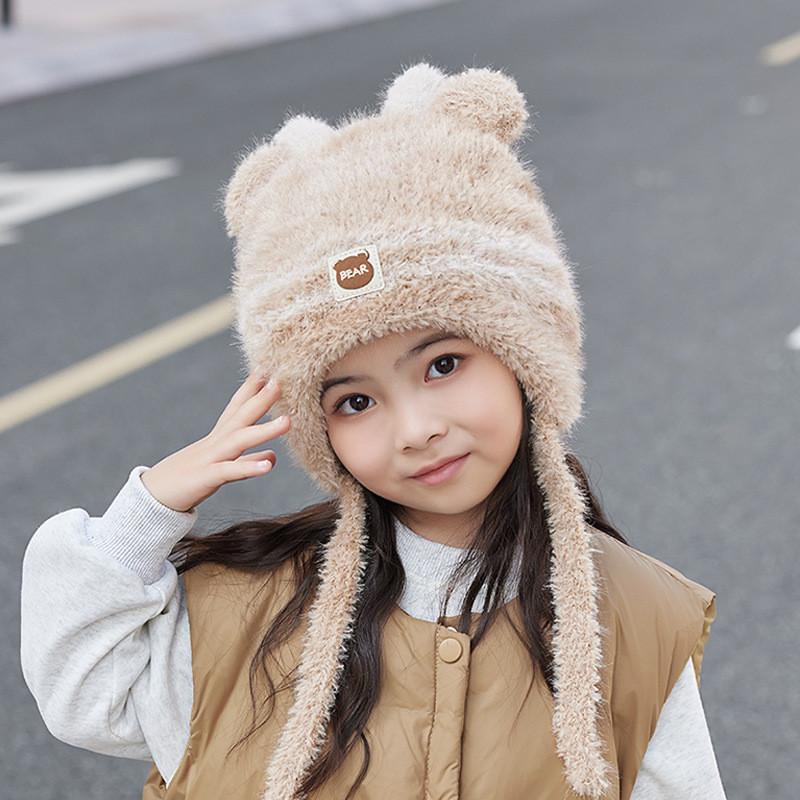 Kinder Strick Bärenmütze mit Wärme- und Winddicht-Eigenschaften für Winter-Outdoor-Spiel