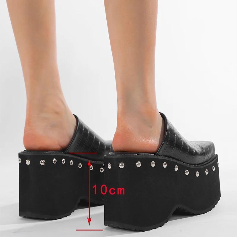 New Style Designer Women's Slippers for Large-sized Women Wear Slippers of Size 34-43 Summer 10cm Thick-bottomed Zapatos Mujer