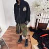 Mens Oversized Hooded Sweatshirt With Zipper Graphic Print Washed Cotton Loose Fit Fall Winter 2025 Collection