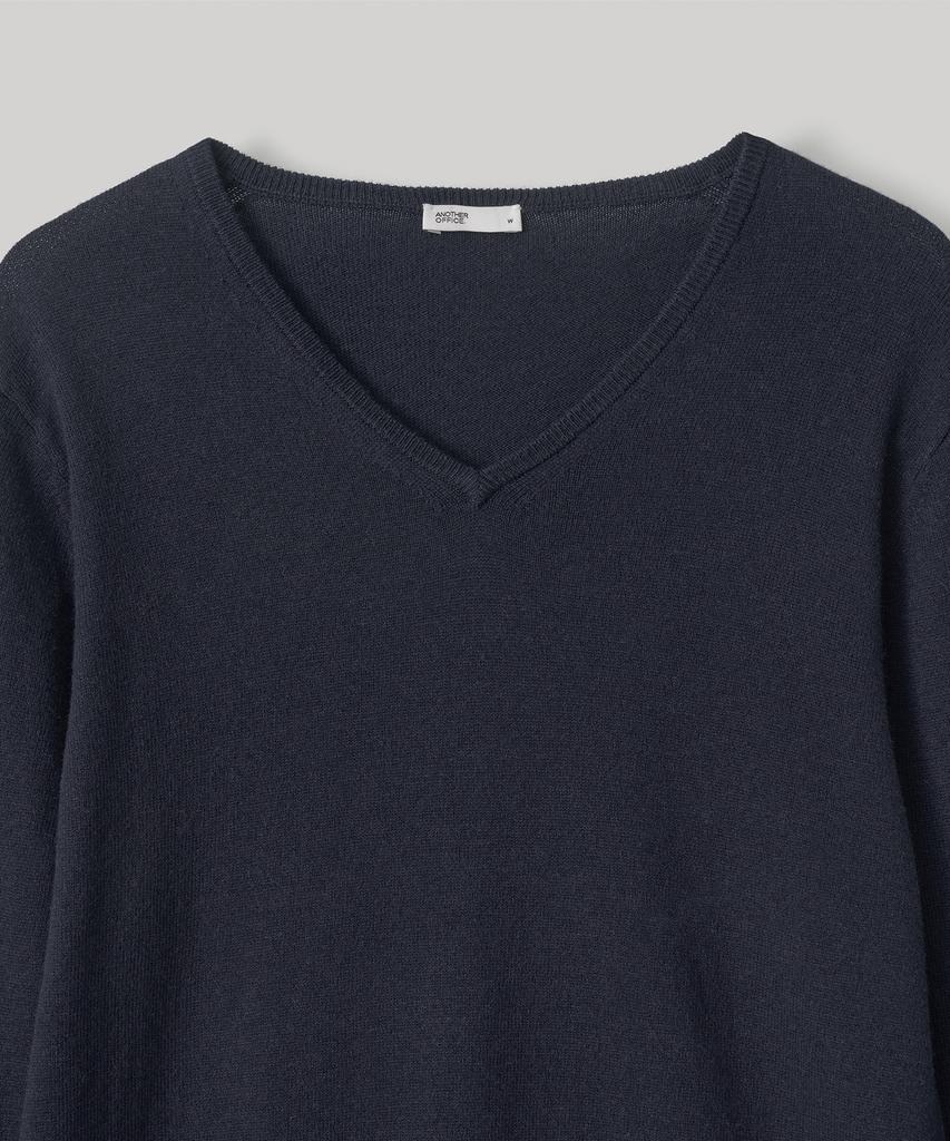 ANOTHER OFFICE WOMEN W. V-Neck Solid Knit (Navy)