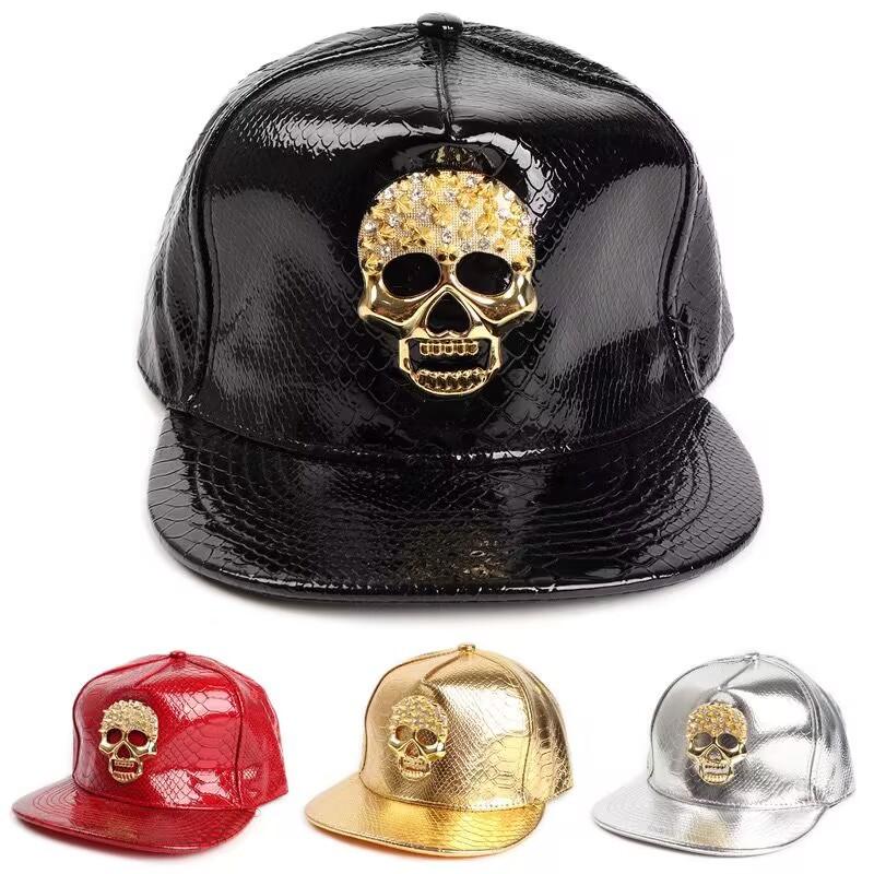 European and American new crocodile pattern PU leather baseball cap male trend hip hop skull flat brim hat street men and women