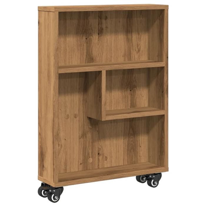 VidaXL Chariot de rangement étroit chêne artisanal bois d'ingénierie, chariot de rangement mince, chariot de cuisine sur 855231