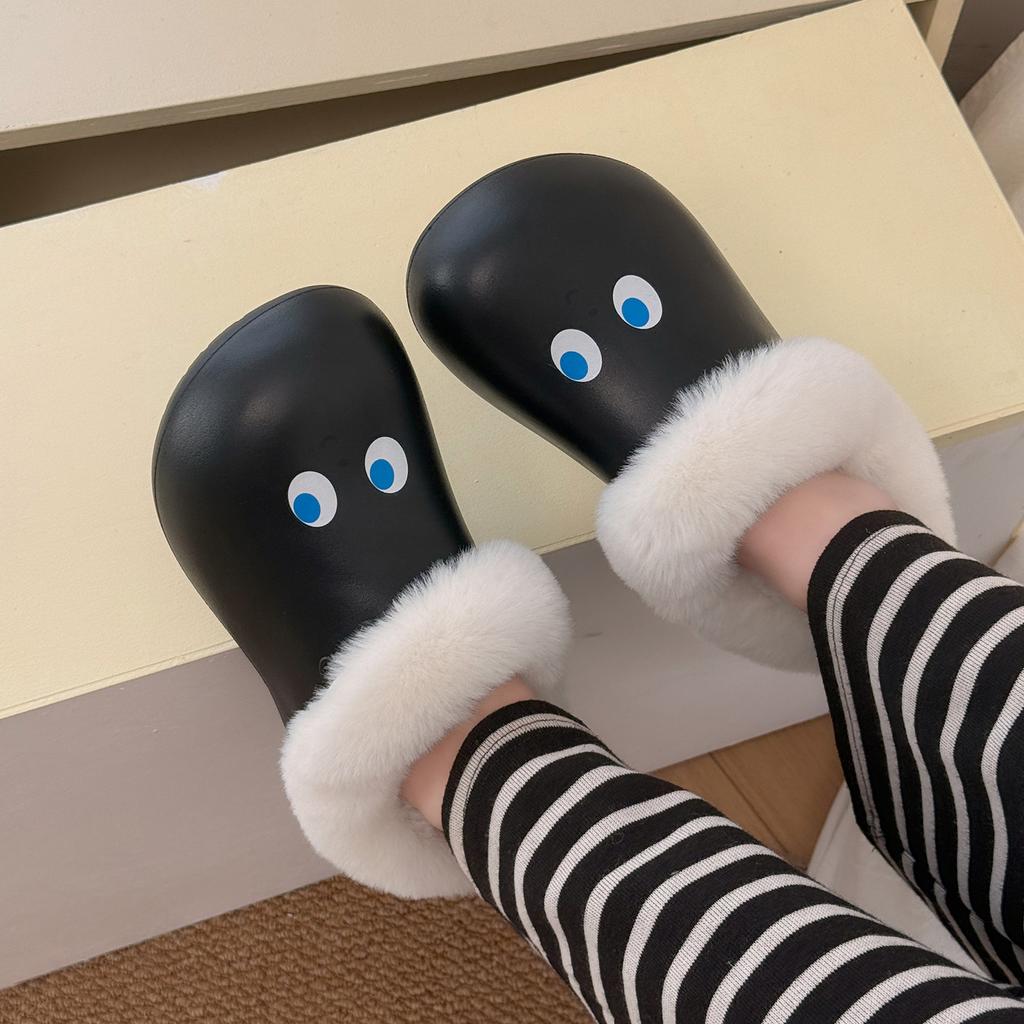 Cute little eyes EVA cotton slippers women's winter models fleece thickened lightweight and comfortable cotton slippers women's models