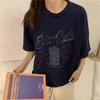 Women's Cotton Printed Crew Neck T-Shirt - Loose, Short Sleeve, Casual Summer Korean Style for Students and Couples