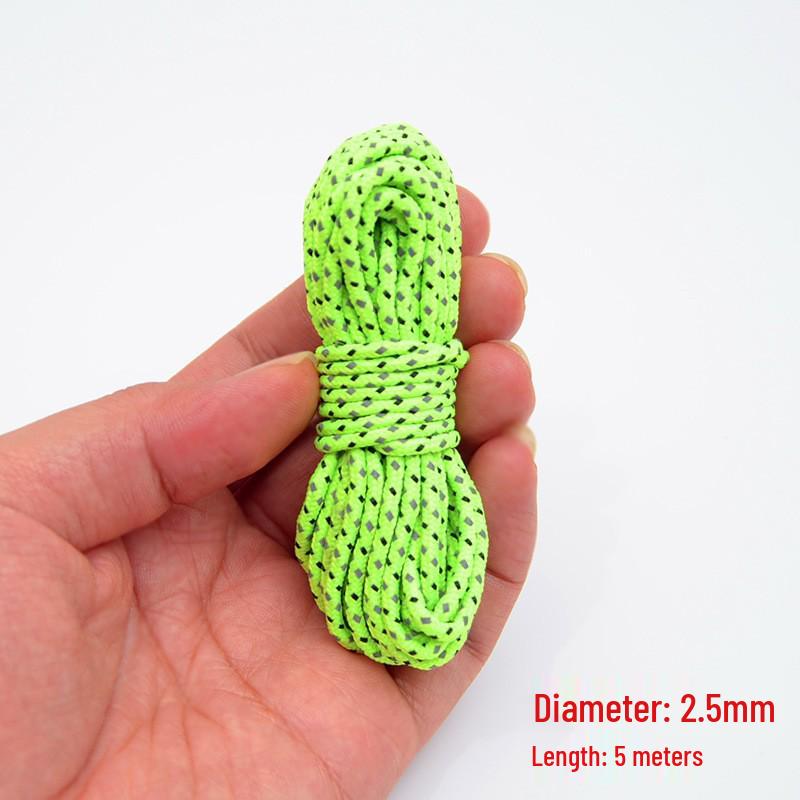 Reflective Windproof Guy Rope, 2.5mm Thick, 5m Long - Ideal for Outdoor Canopy and Camping Tent Pegs.