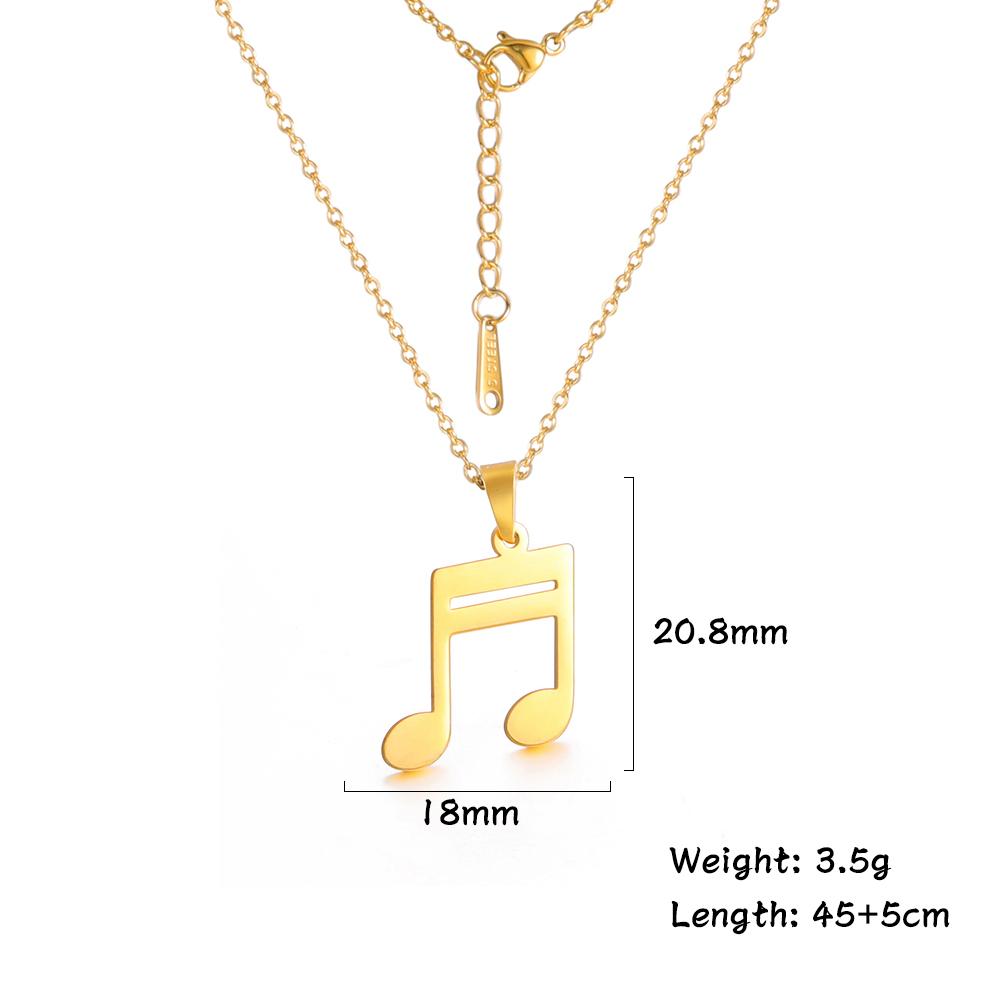 Teamer Stainless Steel Necklace for Women Music Note Instrument Guitar Pendant Charms Gold Plated Fashion Jewelry Romantic Gift