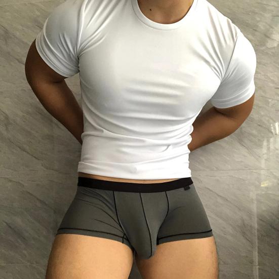 Herren Boxershorts Sommer Patchwork Farbe U-Konvex Eis Seide Dünn Boxer Briefs