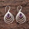 Natural Amethyst Gemstone 925 Sterling Silver Handmade Designer Earrings 1.80" EE-31-6