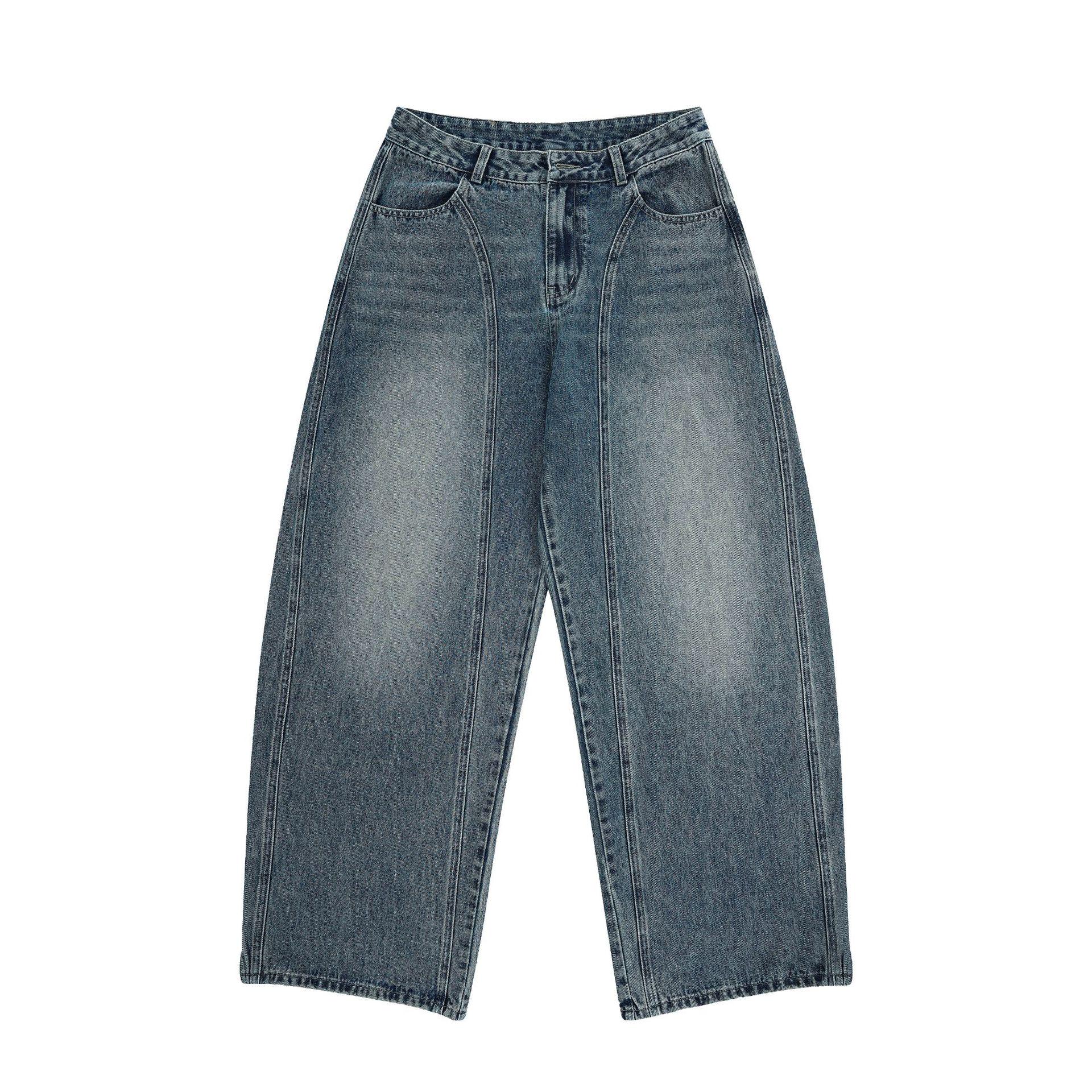 

JIAMU Унисекс Ретро Пэчворк Мешковатые Джинсы с Потертостями XS