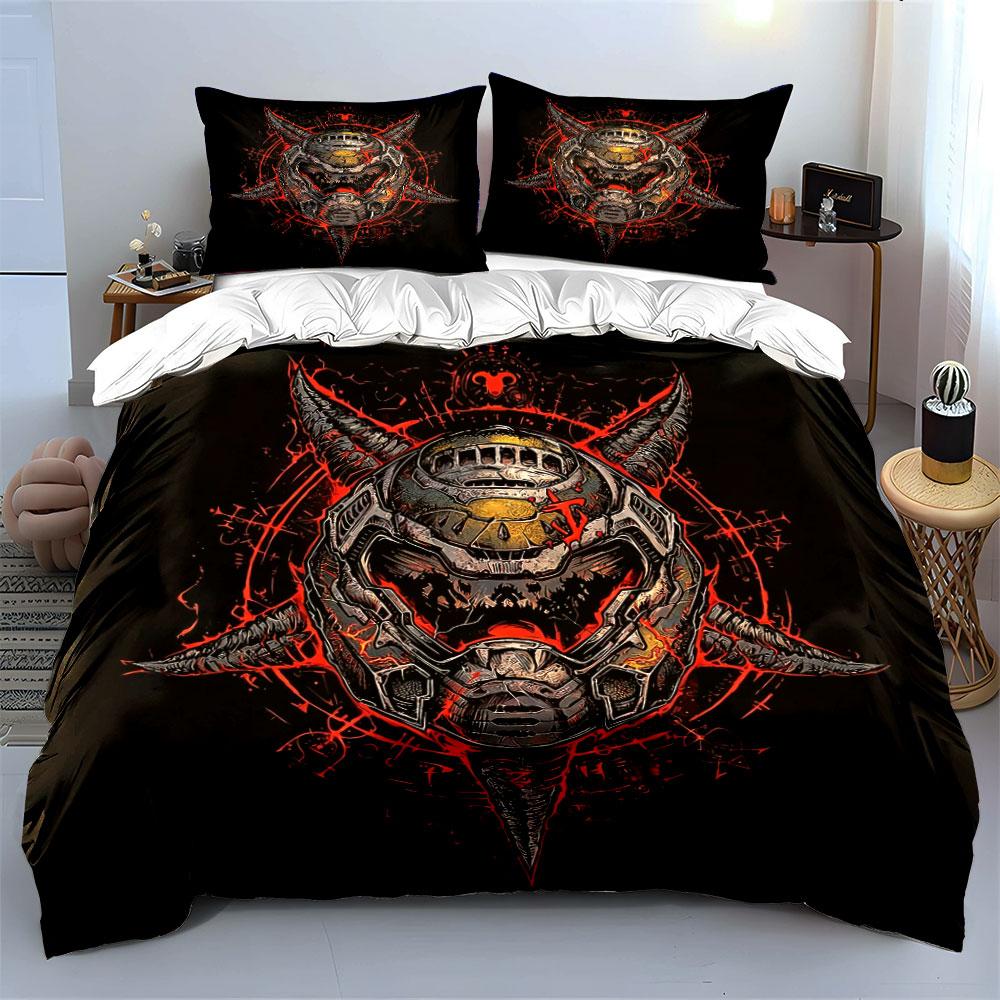 Skull Art Three-Piece Set Soft Comfortable Duvet Cover Bedding Set Included 1*Duvet Cover & 2*Pillowcases, Gift