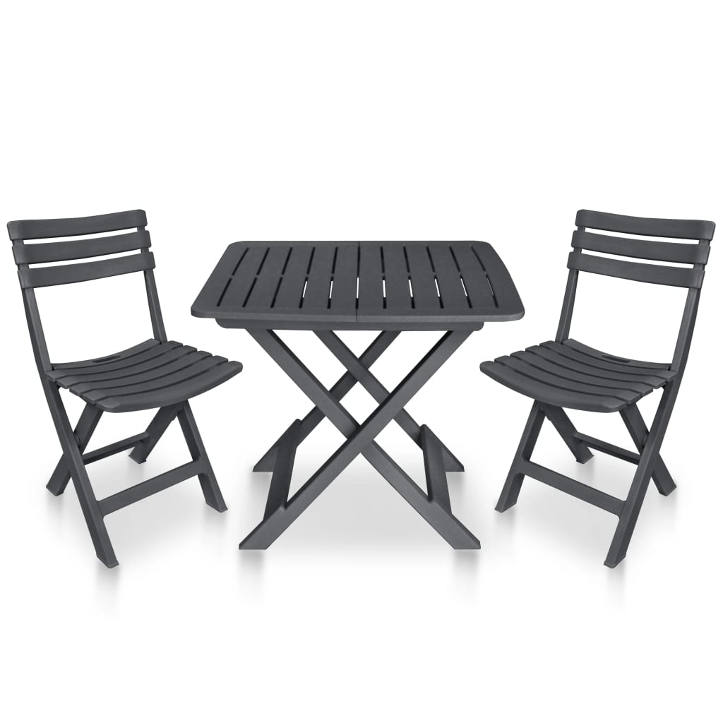 3 Piece Foldable Bistro Set Anthracite Grey
