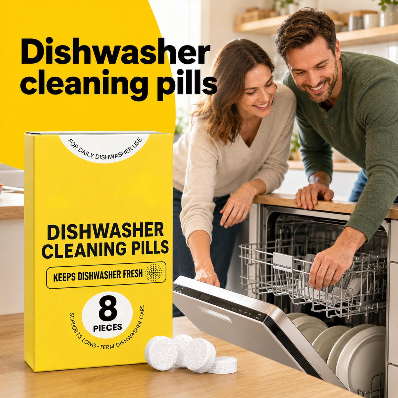 Dishwasher Cleaner Tablets 8 Pieces Dishwasher Maintenance Tablets for Daily Use Supports Long-Term Dishwasher Care and Freshness One Size жёлтый