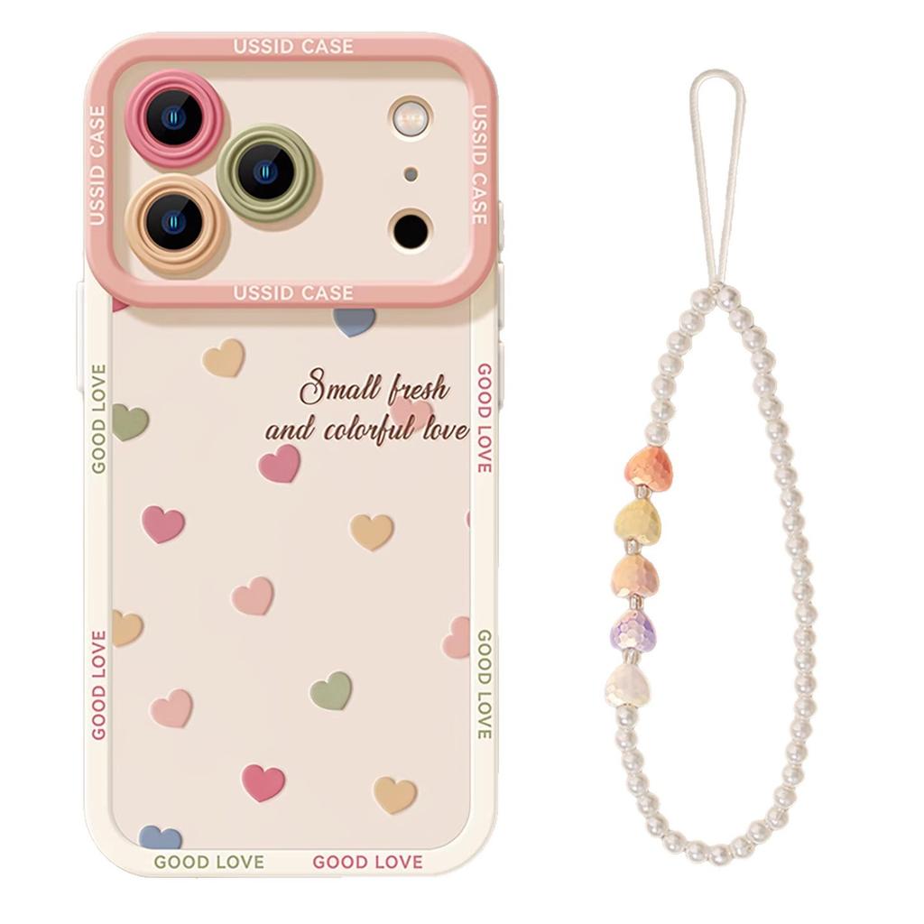 Color love applies to Apple 17pro silicone 16max lanyard 15iphone14 soft 13 spring 12 mobile phone case