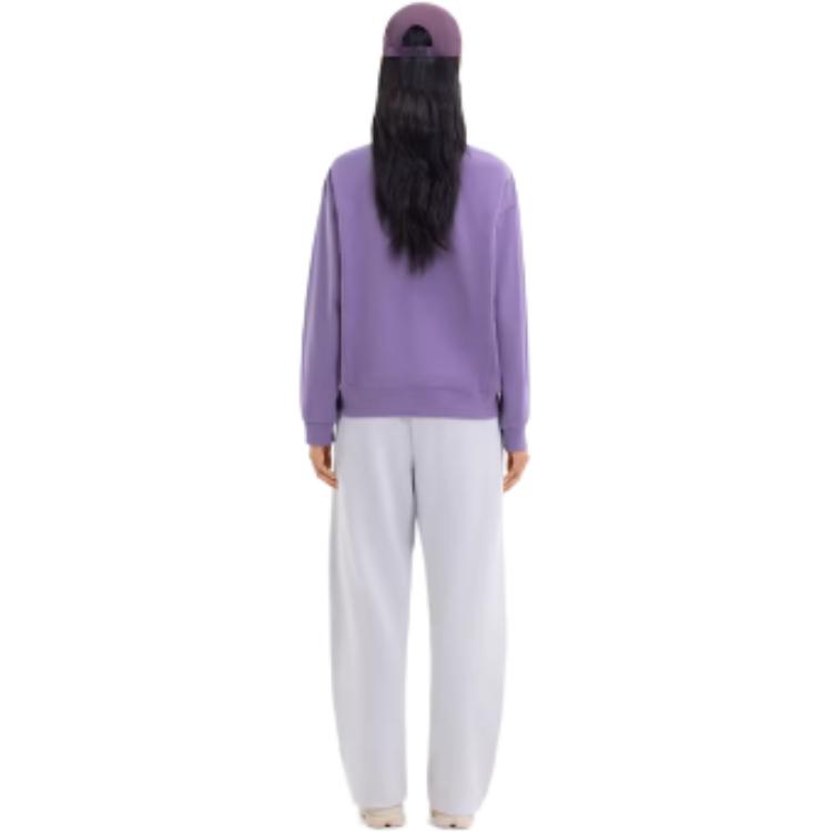 Li Ning Outdoor CF Soft Skin-Friendly Water-Resistant Loose Round Neck Sweatshirt Women Sweatshirt Mineral-Purple AWDW172-4