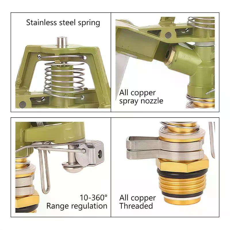 1PC 1/2 3/4 Inch Metal Pulsating Sprinkler 360 Degree Rocker Arm Rotating Lawn Watering Sprinklers For Garden Irrigation System
